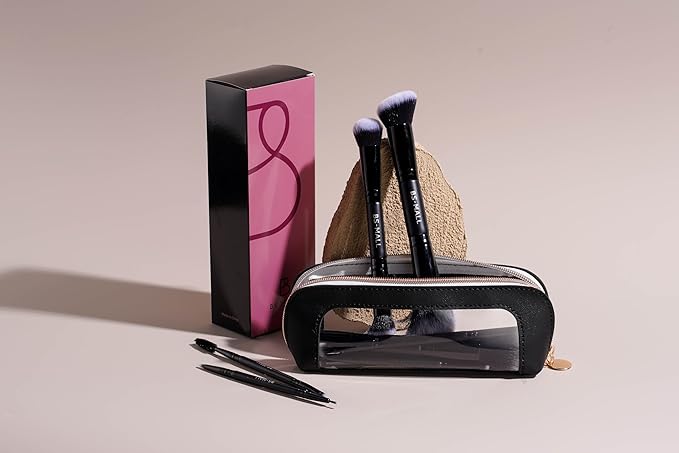 BS-MALL Double-ended Makeup Brush Set With Concealer Brush & Foundation Brush, Eyeshadow Brush- Travel-friendly Multi-purpose Brushes In Makeup Bag For Daily Use (9 PCS Black)