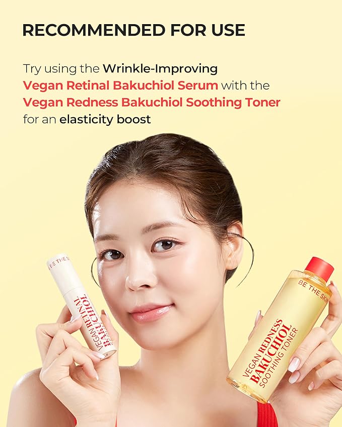 BE THE SKIN Vegan Redness Bakuchiol Soothing Toner - Ectoin + 7-Type Hyaluronic Acid, pH 5.5, Helps Calm Look of Redness & Support Skin Barrier, Alcohol-Free | Korean Face Toner 8.45 fl oz