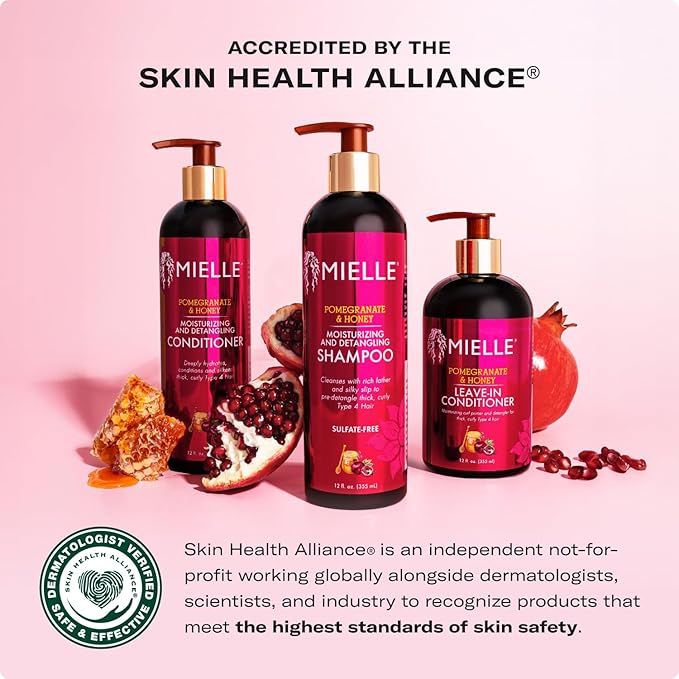 Mielle Organics Pomegranate & Honey Detangling Conditioner for Curly Hair - Deep Moisturizing Conditioner to Help Strengthen Strands, Prevents Breakage and Split Ends & Improves Hydration (12 Fl Oz)