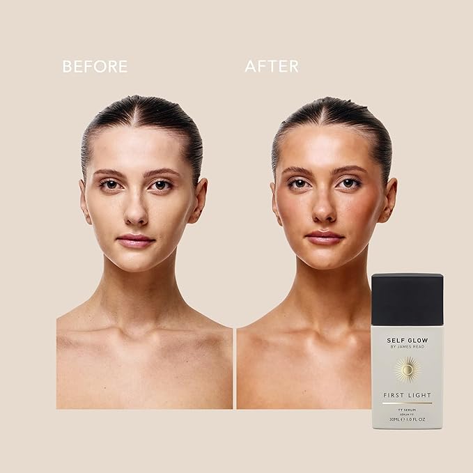 Self Glow by James Read - First Light Tinted Tan Serum | Hydrate, Even Skin | Buildable, Lightweight, Matte Finish (30 mL | 1 fl oz)
