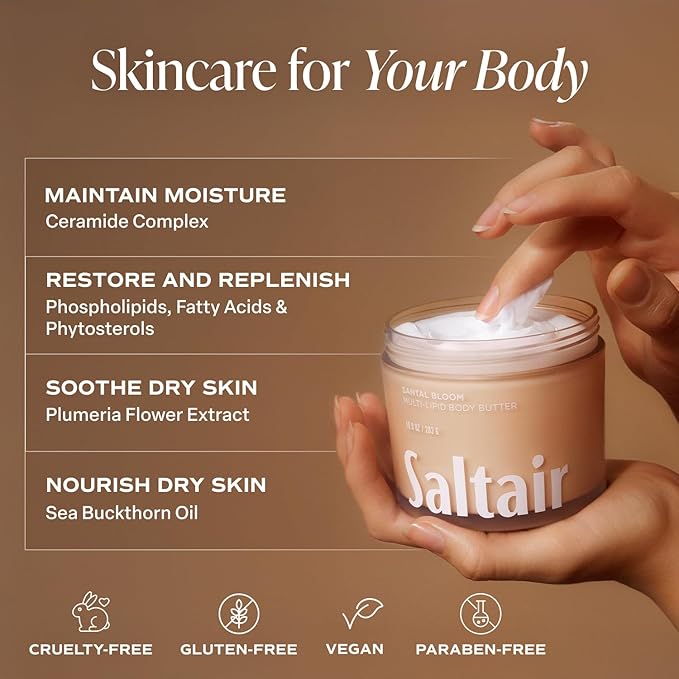 Saltair Santal Bloom Hydration & SPF Set – SPF 50 Dry Body Oil + Multi-Lipid Body Butter | Moisturizing, Nourishing & Sun-Protective Skin Care Duo