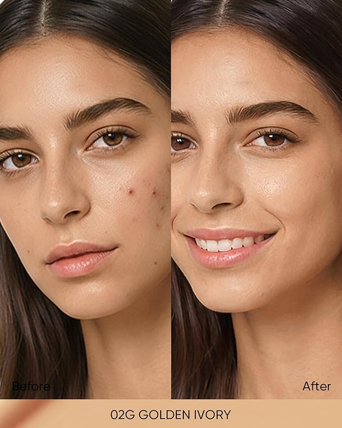 Full Coverage Cushion Foundation #02G Golden Ivory| Satin Glow Finish, Oil-Control & Waterproof, Buildable Tattoo Cover Cushion for All Skin Types