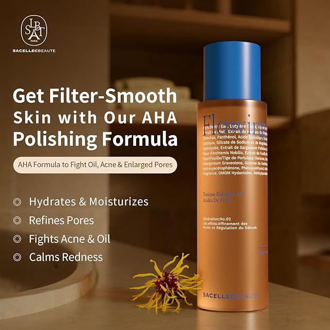 AHA Toner for Face Hydrating, Moisturizing, Pore-Minimizing, Acne-Prone Skin, Soothing Essence Water for Face 8.12 oz