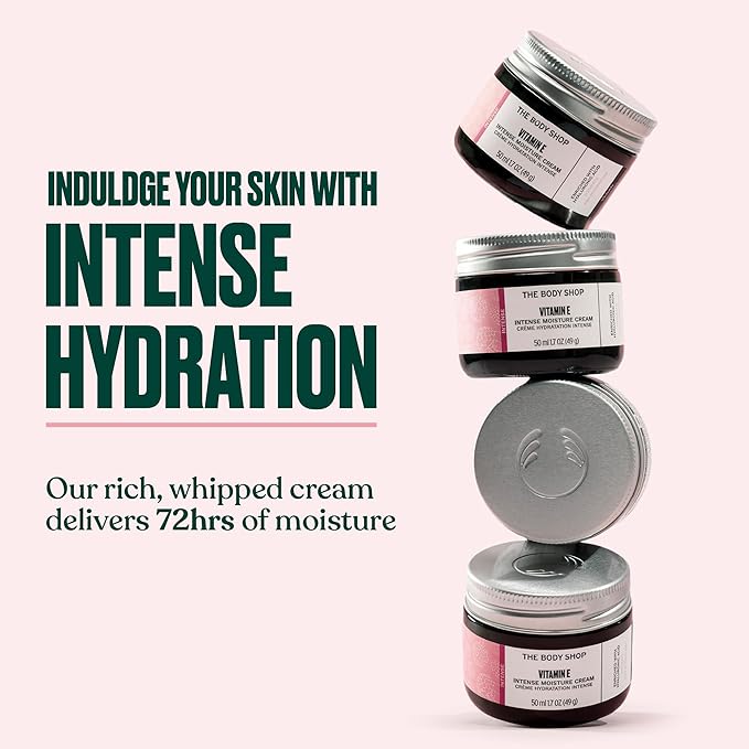 The Body Shop Vitamin E Intense Moisturizer, For Dry Skin, with Hyaluronic Acid, 72Hr Hydration, Vegan, 1.7 Oz