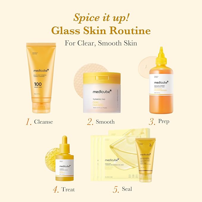 medicube Kojic Acid Clarity Duo for Troubled Skin: Kojic Acid Turmeric Clarifying Pad and Kojic Acid Turmeric Smoothing Toner for face & Body