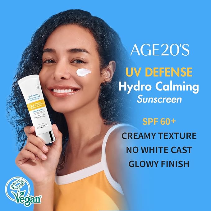 AGE20'S UV Defense Hydro Calming Sunscreen SPF 60+ | Korean Sunscreen | Moisturizing Creamy Formula, No White Cast, Lightweight Finish | Green Tea + Aloe Vera | Dermatest Excellent | 1.69 fl.oz*2 | UV Defense, Hydro Calming, Korean Sunscreen, No White ...