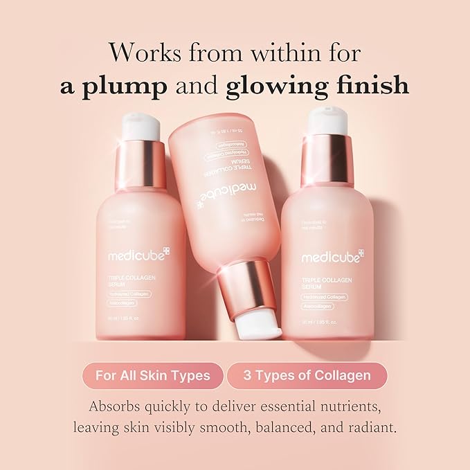 medicube Triple Collagen Nourish and Hydrate Duo: Triple Collagen Cream and Triple Collagen Serum | Niacinamide, Hyaluronic Acid for Glowing, Fimer-Looking Skin | Korean Skin Care