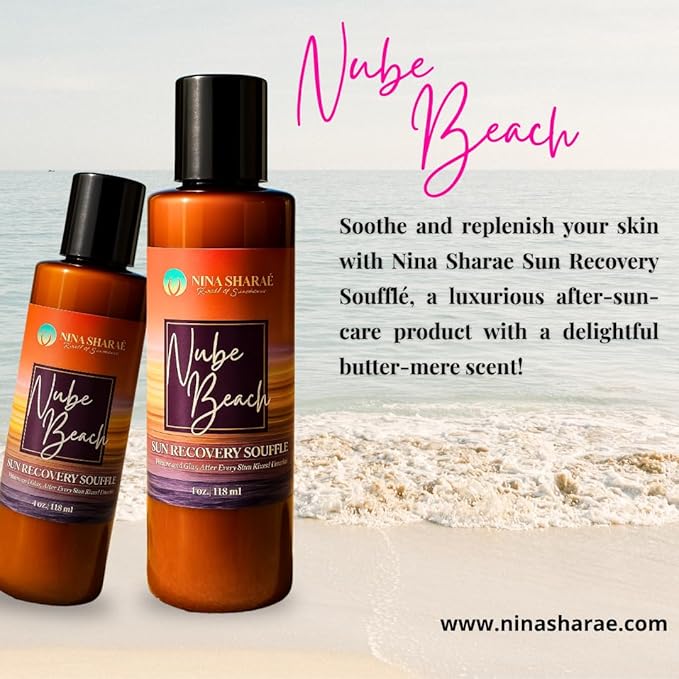 Nube Beach Sun Recovery Soufflé – After Sun Body Moisturizer with Aloe, Vitamin E & Coconut Oil – Soothing Hydration for Sun-Damaged Skin – Lightweight, Non-Greasy, 4 oz