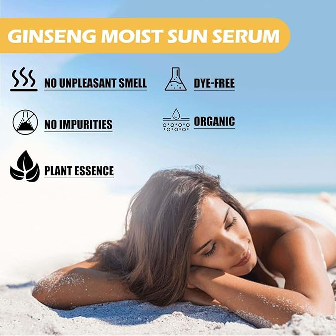 Clear Face Sunscreen SPF 50 - Ginseng Moist Sun Serum Facial Sunscreen with No White Cast, Lightweight & Non-Greasy Formula for Daily Wear, Travel Size Sunscreen for All Skin Types (1 Pack)