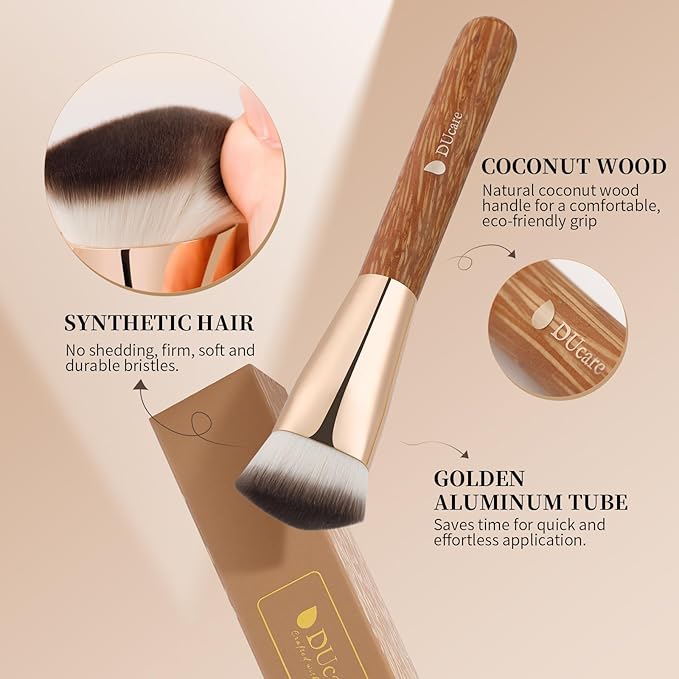 DUcare Angled Foundation Brush for Flawless Makeup Application Professional Liquid, Cream Powder Foundation Brush with Dense Bristles(Triangle)