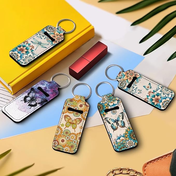 Pensura Chapstick Holder Keychain Fashion 5 Pcs Car Keychain Holder Portable Chapstick Holder Keep from Scratched and Dust
