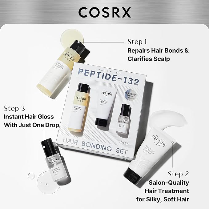 COSRX PEPTIDE 132 Hair Care Kit - Bonding Shampoo, Treatment & Oil Serum, Bond Repair Treatment Hair Gift Set for Damaged, Dry Hair, Scalp Treatment for Dandruff, Dry & Itchy Scalp