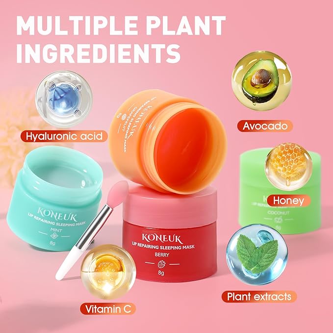24 Pack Lip Sleeping Mask Gifts Set for Women, Bulk Lip Mask Overnight, Hydrate and Nourish Lip Masks With Vitamin C and Coconut Oil for Dry Lips, Lip Balm for Mothers Day Gifts and Spa Party Gifts