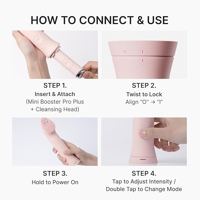 medicube Ultimate Double Cleansing Set: Mini Booster Pro Plus Cleansing Device Set (Pink), Zero Pore Blackhead Cleansing Oil and Zero Foam Cleanser