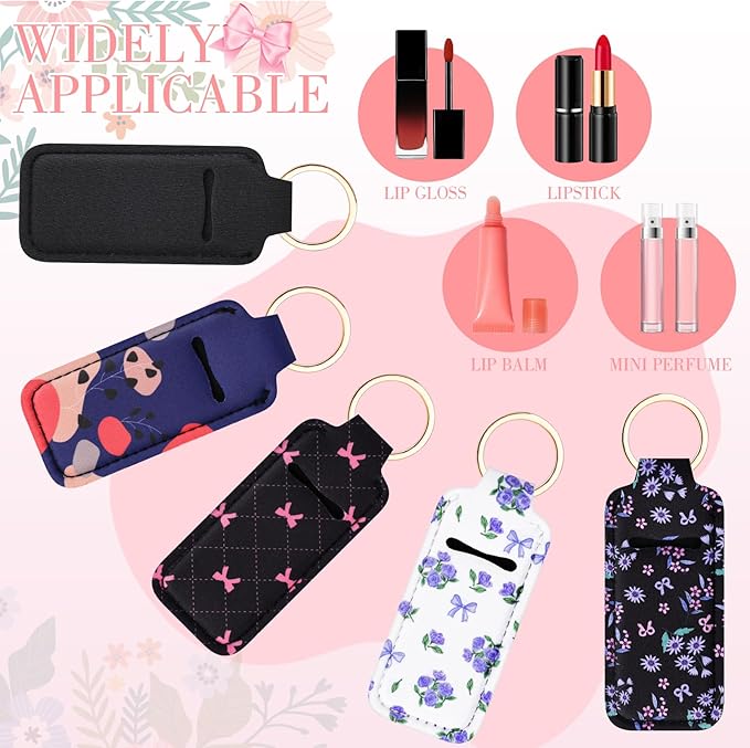 3PCS Chapstick Keychain Holder, Potable Lip Balm Holder, Lip Gloss Holder Keychain for Lipstick, Chapstick, Lip Balm
