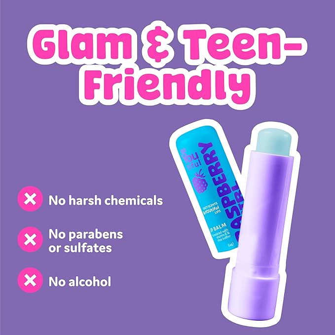 BeYoutiful Skincare Natural Lip Balm Set of 8 for Teens, Easter Basket Stuffers for Kids, Shea Butter & Vitamin E, 8 Fruity Flavors Gift Box for Kids Tweens Teens, Easter Gifts
