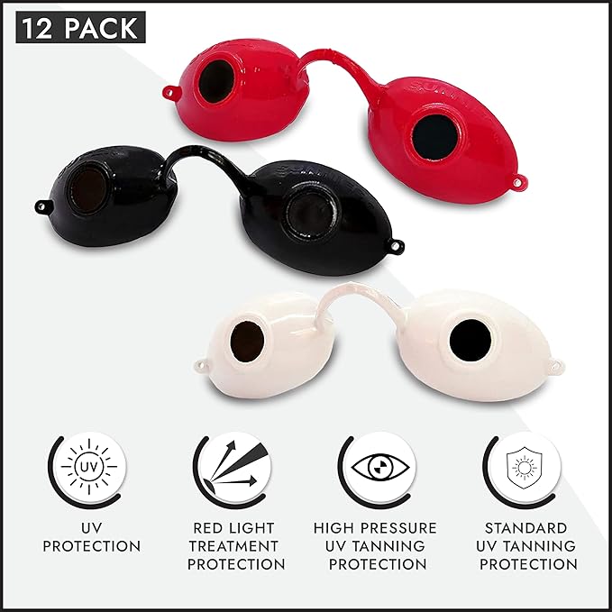 Super Sunnies UV Eye Protection FDA Compliant Eyeshields, Tanning Bed Goggles, Red Light Therapy Glasses w/Strap