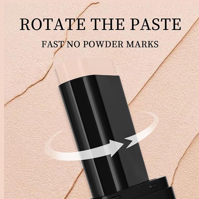 Dual-Ended Foundation & Concealer Stick with Built-in Brush, Long-Wear Matte Korean Full-Coverage Makeup, Waterproof Hydrating Contour for All Skin Tones (04#WHEAT)