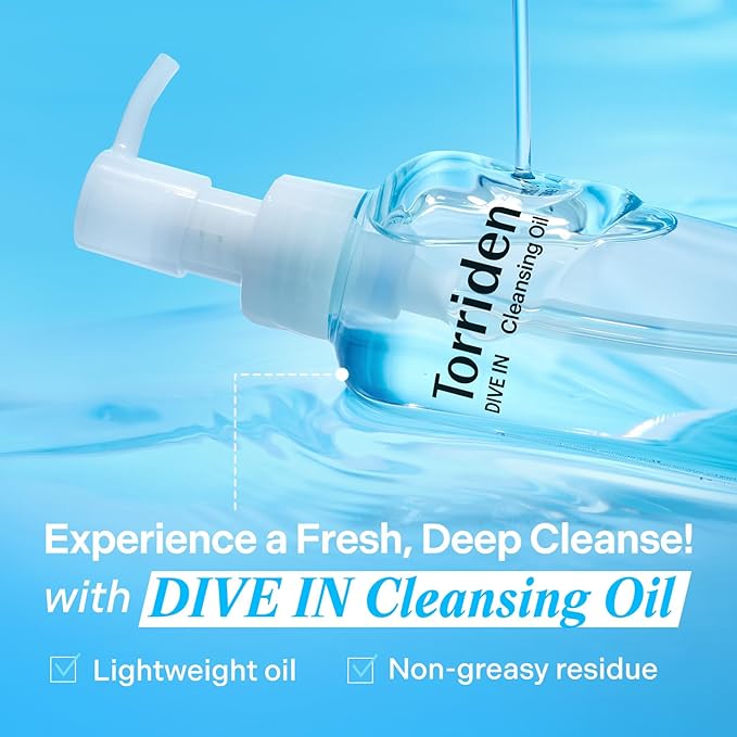 Torriden DIVE IN Cleansing Oil 200ml (6.76 fl.oz.) | Makeup Blackhead Remover | Hydrating Deep Facial Cleanser for All and Sensitive Skin | Hyaluronic Acid, Panthenol, Allantoin | Korean Skin Care