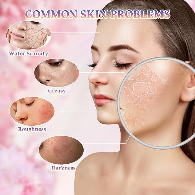 Sakura Skin Care Set,8 Pcs Hydrating Skincare Set Facial Kit for Women and Girls,Moisturizing Skin Care Kit with Facial Cleanser,Toner,Facial Serum,Face Masks,Eye Cream and Face Cream