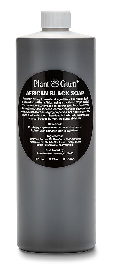 African Black Soap Liquid 32 oz. 100% Raw Pure Natural From Ghana. Acne Treatment, Aids Against Eczema & Psoriasis, Dry Skin, Scars and Dark Spots. Great For Pimples, Blackhead, Face & Body Wash