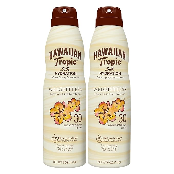 Hawaiian Tropic Sheer Touch Ultra Radiance SPF 50 Twin Pack & Weightless Hydration SPF 30 Clear Spray Sunscreen Twin Pack
