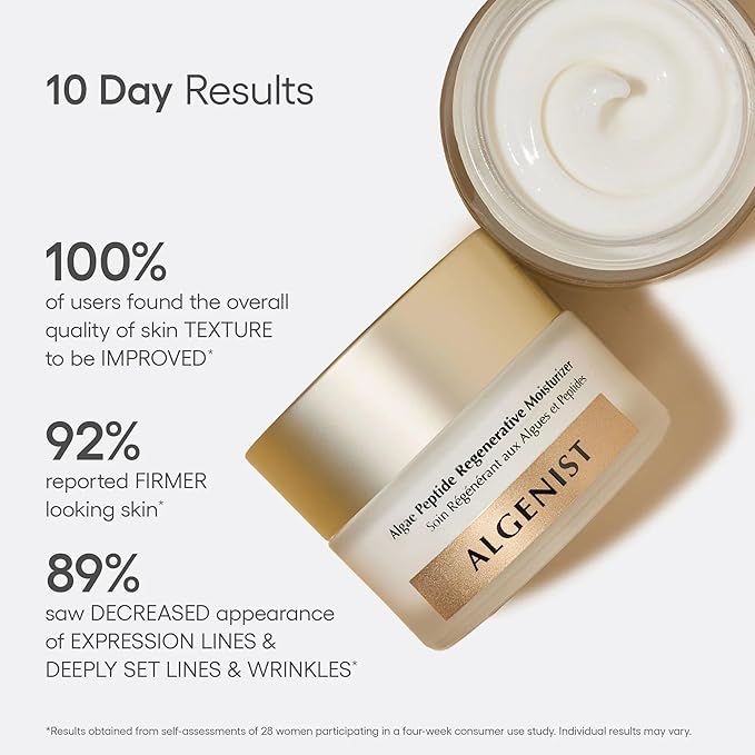 Algenist Algae Peptide Regenerative Face Moisturizer - Restorative Wrinkle Cream + Peptide Moisturizer for Instant Hydration + Skin Barrier Protection - Formulated with Patented Alguronic Acid (2 oz)