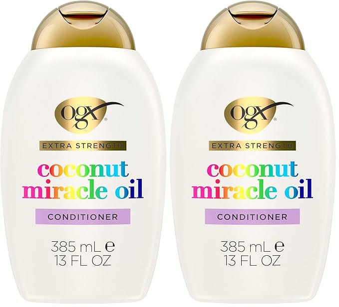 OGX Extra Strength Damage Remedy + Coconut Miracle Oil Conditioner for Dry, Frizzy or Coarse Hair, Hydrating & Flyaway Taming Conditioner, Paraben-Free, Sulfate-Free Surfactants, 13 fl oz (Pack of 2)