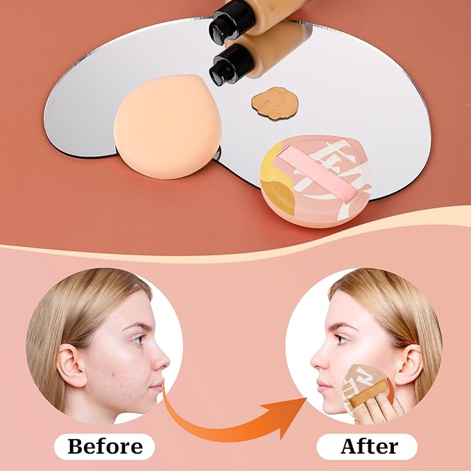 4 PCS Soft Powder Puffs, Korean Style Teardrop Makeup Puff Setting Foundation Sponge Face Makeup Cushion Puff Beauty Applicators for Concealer Liquid Cream Powder, Beginner Friendly, Medium