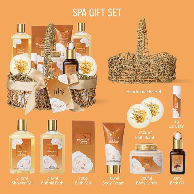 Mothers Day Gifts for Women - 10-Piece Honey Almond Bath and Body Gift Set for Women Spa Gift Basket Self Care Kit | Valentines Day, Birthday, Christmas Gifts, All Occasion Holiday Present
