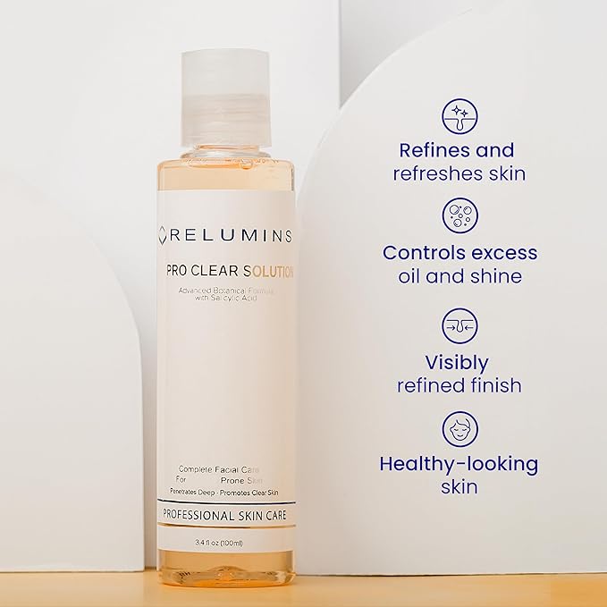 Relumins Clear Skin Toner with Salicylic Acid, Neem Extract & Pear Ferment – Balancing Facial Toner for Smooth, Hydrated & Refreshed Complexion – Gentle Daily Skincare Gift - 100ml