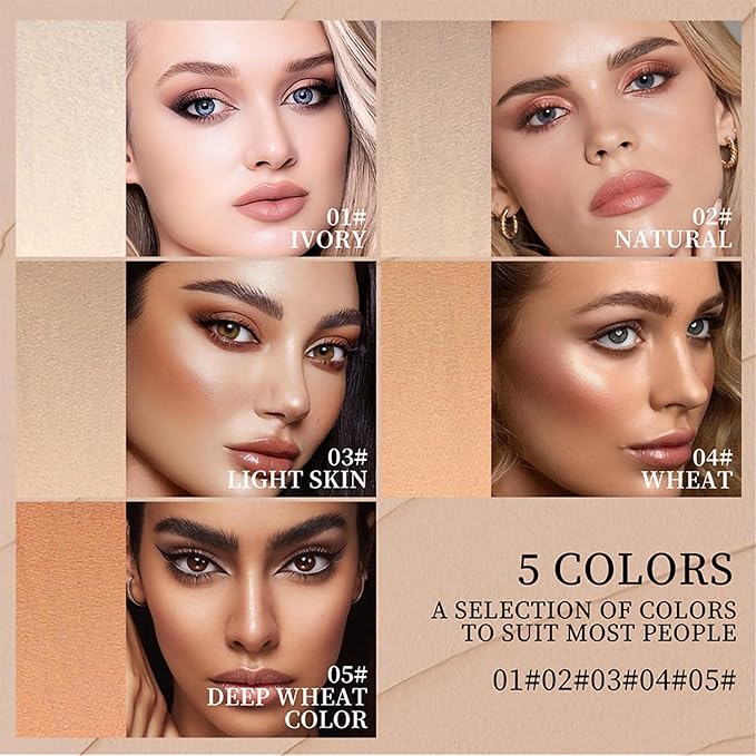 Dual-Ended Foundation & Concealer Stick with Built-in Brush, Long-Wear Matte Korean Full-Coverage Makeup, Waterproof Hydrating Contour for All Skin Tones (04#WHEAT)