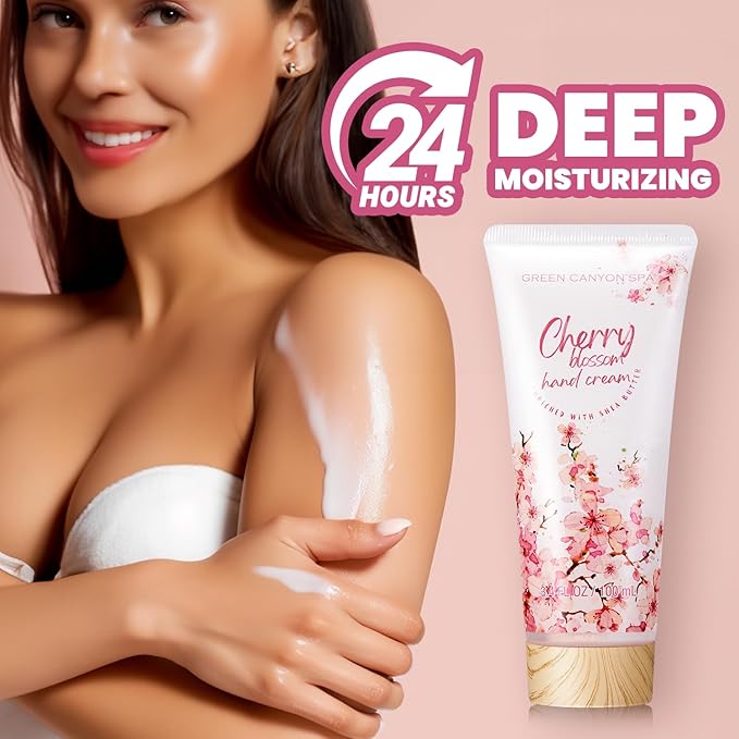 Green Canyon Spa Birthday Gifts for Women 11 Pcs Cherry Blossom Spa Gift Baskets Birthday Gift for Mom Her Friend Sister Wife Mothers Day Gifts for Her Bath and Body Gift Sets Presents for Her