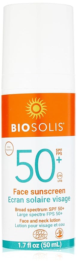 Biosolis Face Sunscreen and Neck Lotion SPF 50 - Dry Non-Sticky, Mineral Formula - Enriched with Aloe Vera - Perfume-Free and Vegan - 1.7 oz