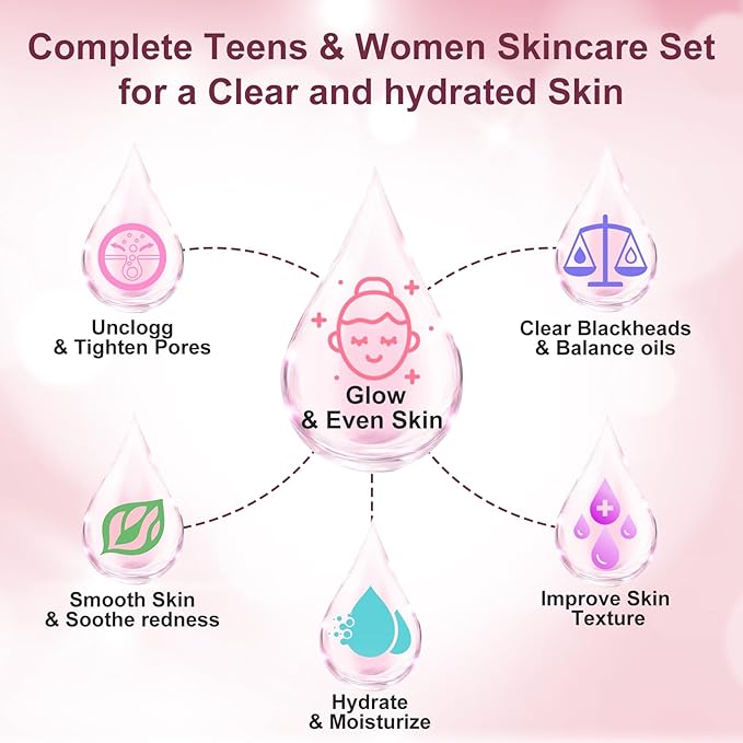 Skin Care Set Kit,Professional Pore Minimizer Soothe, Hydrate, Oil Control, Deep Cleanse Women Teen Girls Skincare Facial Skin Care Products,Travel Facial Skin Care Routine Kit Women Beauty Gift Set