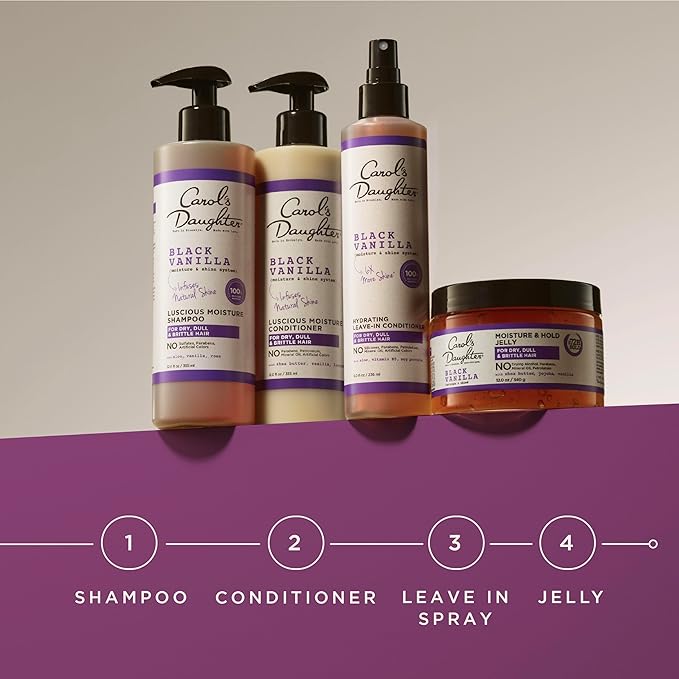 Carol's Daughter Black Vanilla Moisture and Hold Jelly,Hair Gel For Dry Hair with Shea Butter,Jojoba and Vanilla,12 Fl Oz,(Pack of 2)