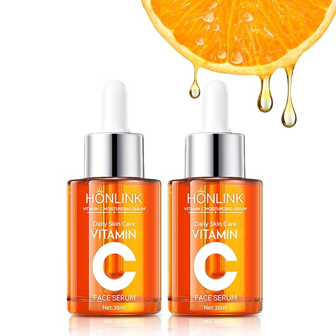 5X Vitamin C Korea 2 Bottles Serum for Face 30ML,HONLINK Hydrating Face Essence,Hyaluronic Acid, Centella For Dull Facial Skin,Uneven Tone,Fine Lines,Pores, Morning & Evening Skincare Women Gift