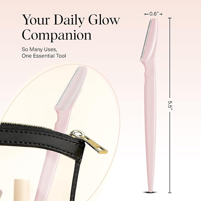 Kitsch Dermaplane Razor for Women Face – Face Razors for Women & Men, Eye Brow Razors & Face Shaver – Exfoliating Facial Razor & Dermaplaner as Skin Care Tool for Smoother Skin - Blush, 6 pcs