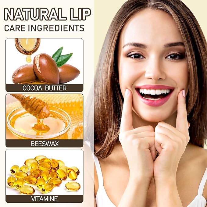 Tinted Lip Balm Flower Lipstick Tinted Lip Gloss Long Lasting PH Lipstick Color Changing Lipsticks Natural Chapstick, Glitter Pink Lip Stick, Purple Flower