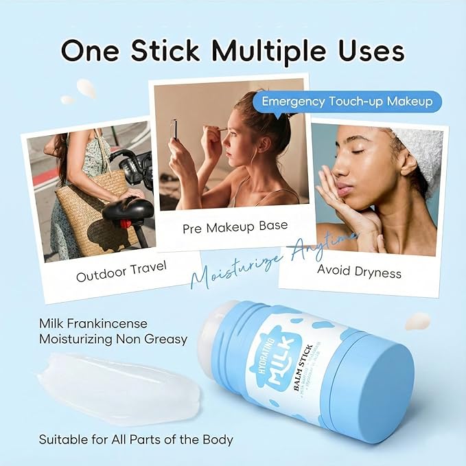 Milk Skincare Set 7-in-1 for Kids & Teens Girls, Gentle Milk Extract Bathing Cleaning Kit with Hand Cream, Hand Wax, Nourishing Soap, Mud Mask, Hydrating Balm Stick, Hair Removal, Makeup Bag(Set C)