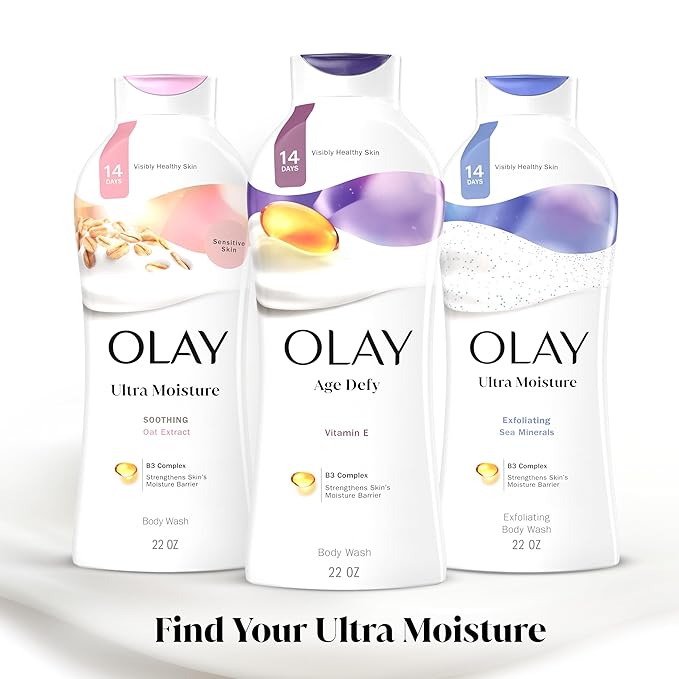 Olay Body Wash for Women,Age Defying with Vitamin E,24hr Moisturizing,Hydrating & Refreshing,B3 Vitamin Complex,Free of Parabens & Phthalates,for All Skin Types,Scented,22 fl oz,(Pack of 8)