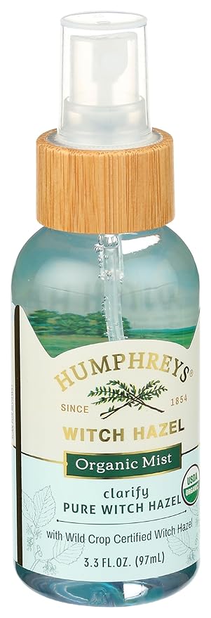 Humphreys Witch Hazel Organic Facial Mist, Vegan, USDA Certified Organic, Paraben & Sulfate Free, Cruelty Free, 3 Fluid Ounce (Pack of 6)