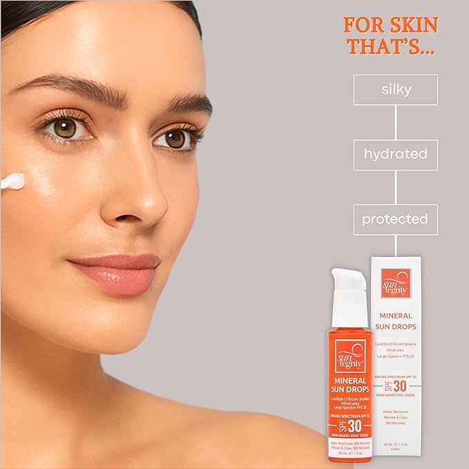 Suntegrity Mineral Sun Drops SPF 30 | Broad Spectrum Zinc Oxide Sunscreen for Face | Vegan, Reef-Safe, Non-Greasy Daily Sun Protection | Fragrance-Free, Lightweight Formula