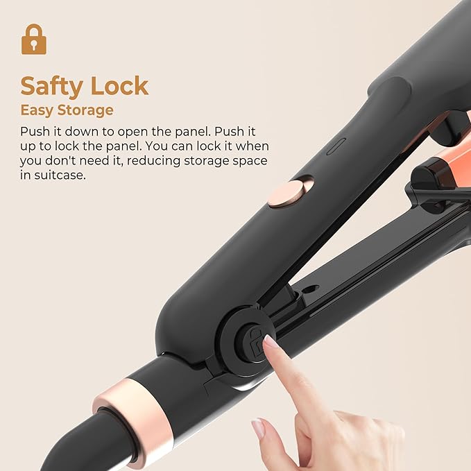 Crimper Hair Tool, Mini Hair Crimper for Women Heating up 390°F, Waver Curling Iron with Negative Ions, Double Voltage Crimping Iron for All Style (9.5 Inch/1.5 Inch)