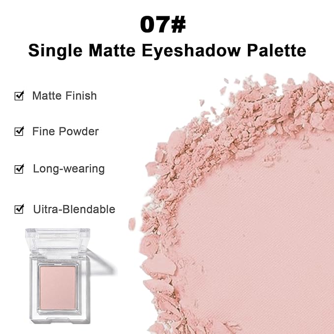 Matte Light Pink Single Eye Shadow Palette Makeup, Neutral Powde Eye Shadow for Women, Eye Brightener Eye Shadow Primers, Monochrome Natural High Pigment Mini Eyeshadow, sombras para ojos