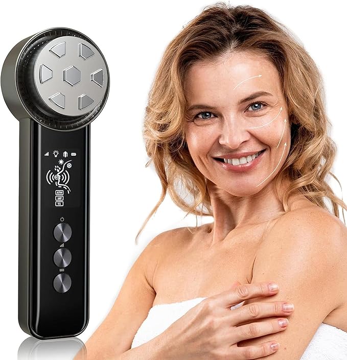 Skin Tightening Device | 6 in 1 Radio Frequency Skin Tightening Device | Professional Face Tightening | Lifting | Wrinkle Reducing | Depuff | Absorb | at Home RF Anti Aging Face Beauty Device
