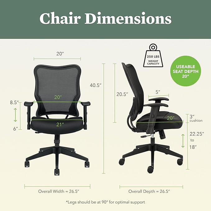 HON Wave High Back Ergonomic Office Chair with Adjustable Arms, High Back Ergonomic Desk Chair with Adjustable Arms, Breathable Mesh for Computer, 360° Swivel, Synchro-Tilt, Black