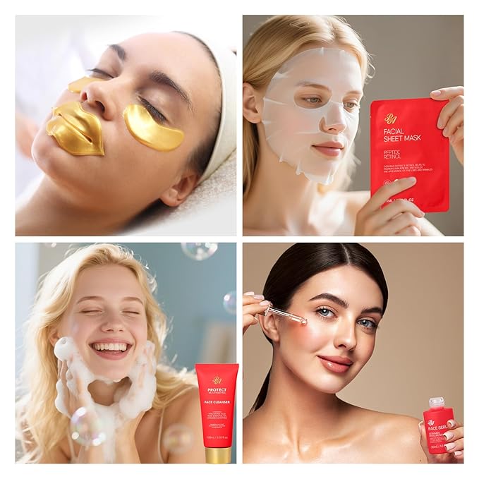 35 Pcs Valentines Day Gift for Women, Red Rose Bath and Body Basket Gift, Face Skin Care Kit, Home Spa Self Care, Lip Gloss, Diffuser, Necklace, Birthday, Christmas, Mother, Bridal Shower, Anniversary