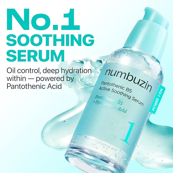 numbuzin No.1 Serum | Pantothenic B5 Active Soothing Serum | Soothing, Hydrating | Pantothenic Acid, Niacinamide | Excess Oil Control, Reduces Breakouts, Acne | Oily, Acne-Prone Skin | 1.69 fl. oz.