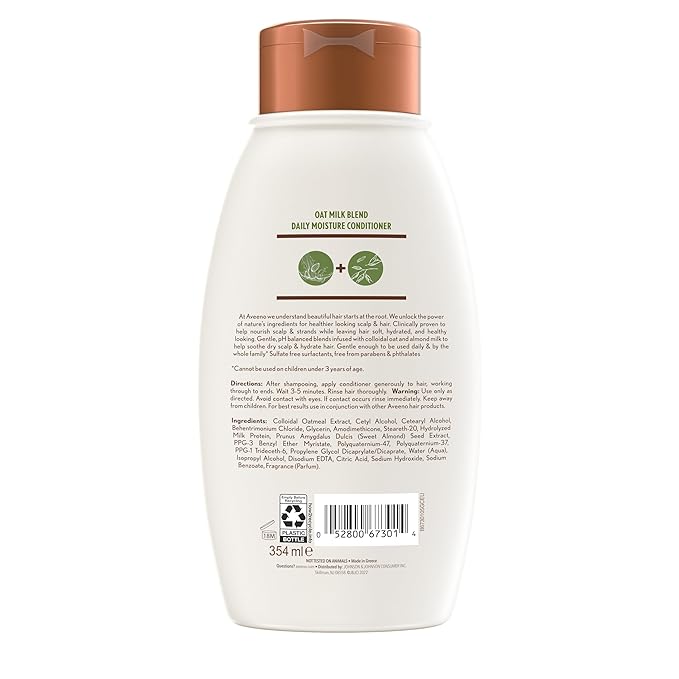 Aveeno Oat Milk Blend Moisturizing Conditioner, Ultra-Hydrating, for Dry, Damaged Hair, 12 fl oz